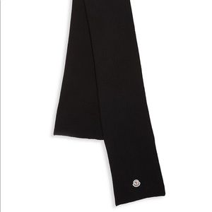 Moncler Logo Black Wool Scarf